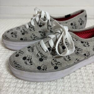 Women's Keds Disney Minnie Mouse Gray Lace Up Sneakers SZ 6 Whimsical Disneycore